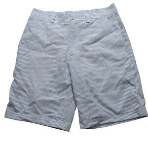 Grand Slam Mens Golf Shorts 32 Seersucker Light Blue Striped 100%